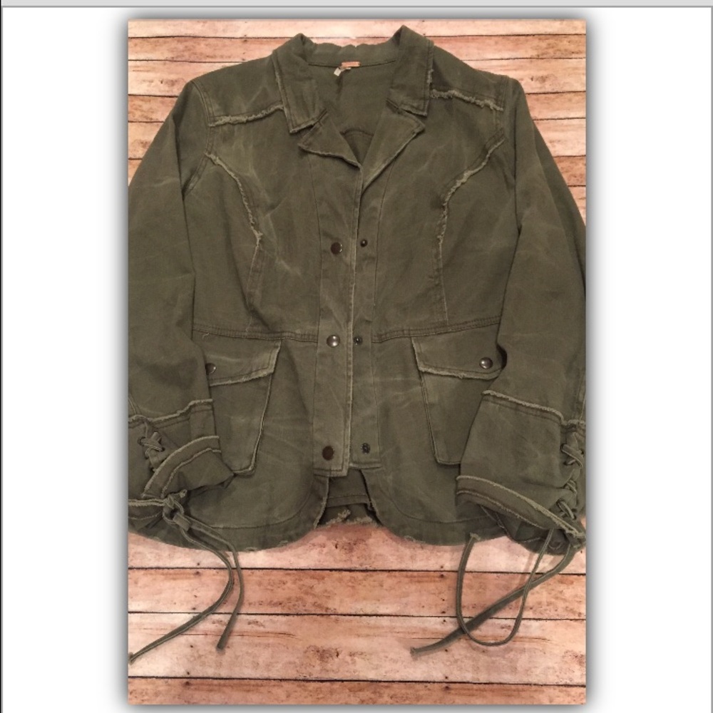 Free People Olive Green Utility Jacket - Picture 1 of 4